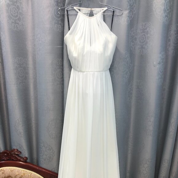 NEW Halter BACKLESS Light Destination Wedding Dress, Chiffon Beach Boho Comfy - Picture 1 of 12